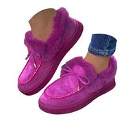 Chaussons pour femmes, mini bottes plateforme, bottines courtes, pantoufles doublées en polaire, bottes enfiler pour l'extérieur, chaussures en velours épais et De Pluie Mollet Large Sexy (Purple, 40)