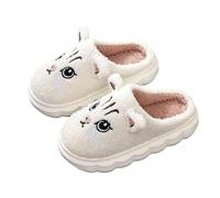 Chaussons pour filles et enfants, chaussons doux en forme de chat, claquettes d'intérieur respirantes et confortables pour tout-petits, filles et garçons, confortables à porter (White, 33.5 Big Kids)