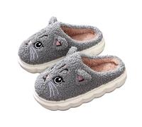 Chaussons pour filles et enfants, chaussons doux en forme de chat, claquettes d'intérieur respirantes et confortables pour tout-petits, filles et garçons, confortables à porter (Grey, 33.5 Big Kids)