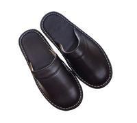 Chaussons Pour Hommes Pantoufles En Cuir Bon Marché For Hommes, Chaussures D'intérieur, Grande Taille 47-48, Mules For Hommes, Pantoufles Fermées, Chaussures De Couple Unisexes Pour Hommes(Brown,43-44