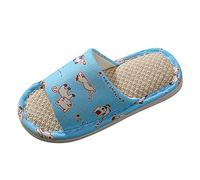 Chaussons pour tout-petits - Bouts ouverts - Coton et lin - Confortables - Chaussons pour filles et bébés, bleu, 30 EU