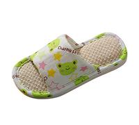 Chaussons pour tout-petits - Bouts ouverts - Coton et lin - Confortables - Chaussons pour filles et bébés, vert, 32 EU