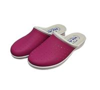 Chaussons sanitaires femme semelle sabot antidérapant cuir souple diverses couleurs, fuchsia, 36 EU