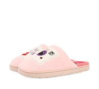 Chaussons sans talon couleur rose avec broderie réseaux sociaux leduc