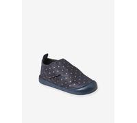 Chaussons scratchés bébé en cuir souple bleu imprimé 24
