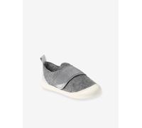 Chaussons scratchés bébé en feutre gris chiné 19