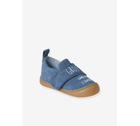 Chaussons scratchés bébé en toile denim bleu jean 20