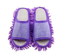Chaussons-serpillères 1 paire de pantoufles vadrouille en lin amovibles et lavables, nettoyage unisexes(1 Pair Size L)