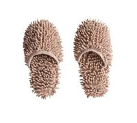 Chaussons-serpillères Pantoufles absorbantes en Chenille for succion d'eau, pantoufles de nettoyage lavables, multifonctions la poussière, cuisine(Brown)