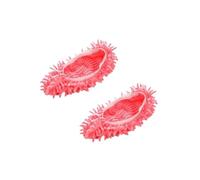 Chaussons-serpillères Pantoufles de nettoyage poussière en Chenille, pantoufles vadrouille, couverture chaussures paresseuses, tissu, sol salle bains(2PCS Red)