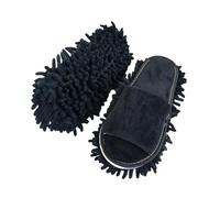 Chaussons-serpillères Pantoufles de nettoyage sol unisexes, sandales silencieuses portables for la poussière du, saleté, dépoussiérage chambre à coucher(Black2)