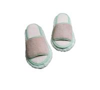 Chaussons-serpillères Pantoufles de vadrouille couleur unie, pantoufles nettoyage sol simples et essuyables, carrelage en bois, paresseuses(Beige 3pairs,37-38)