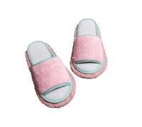 Chaussons-serpillères Pantoufles de vadrouille couleur unie, pantoufles nettoyage sol simples et essuyables, carrelage en bois, paresseuses(Pink 3pairs,37-38)