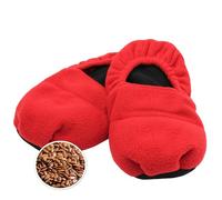 Chaussons thermiques FISHTEC pour micro-ondes et doublures polaires rouges - Taille 36/40 Unisexe - Chaussons confortables qui retiennent la chaleur - Graines de lin et lavande parfumées