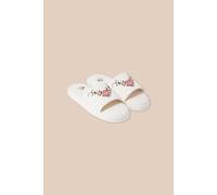 Chaussons tongs en coton à motif floral - Orfee - 40/41 - Ecru - Femme - Etam