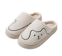 Chaussons Travail Slip Sur Poilu Plat Maison Hiver Bout Rond Garder Au Chaud Impressions Pantoufles Chaussures Chaussons Dessins, Blanc, 41 EU