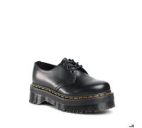 Dr. Martens 3 Eye Shoe, Tissu Oxford, Black Polished Smooth,