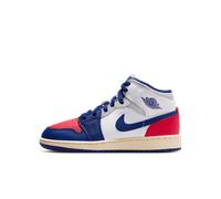 Chaussure Air Jordan 1 Mid pour ado Blanc/University Red/Neutral Grey/Deep Royal Blue 37.5