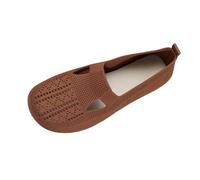 Chaussure Ballerine Moderne pour Femme - Tissu Maille Respirant et léger, Bout Rond, Semelle Plate - Confort Ultime pour Le Quotidien, Le Travail ou la Danse - Design épuré et Couleur Unie Brun, 38