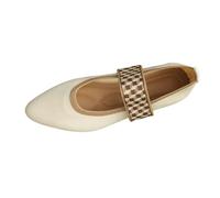 Chaussure Ballerine pour Femme en Maille Respirante - Bout Rond et Semelle Plate pour Un Confort Maximal - Idéale pour la Danse, Le Yoga ou Un Style décontracté Quotidien B-Beige, 43