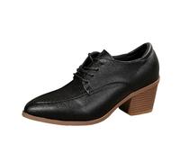 Chaussure Bateau Femme Chaussures en Cuir à Bout Pointu et Coupe Basse pour Femmes, Chaussures décontractées à Gros Talons, Talon Moyen Britannique, Commerce extérieur d'automne