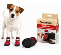 Chaussure Chien - Kajan - 2 pièces - Rouge - XS - 6,4x5,2x9,5 cm - néoprène - Semelles dures - antidérapant - imperméable - réfléchissant