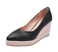 Chaussure Compensee Femme Chaussures Pieds Larges Chaussures de avec Semelle de Corde Automne Nouvelle Semelle Compensée Bout Pointu Espadrilles Chaussure Orthopédique Femme (Black,41)