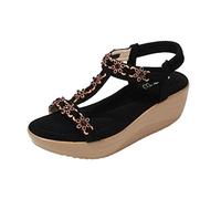 Chaussure Compensee Femme Chaussures Talon Chaussures femmes les de flops sandales Casual Bohemia sandales pour femmes Mules Femme Compensees Compensé (Black 36)