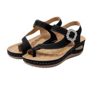 Chaussure Compensee Femme Orthopedique Confortable Sandales Décontractées Polyvalentes À Bout Ouvert,Version Coréenne,avec Semelle Souple Et Respirantes. Chaussure Confortable Femme (Black,42)