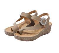 Chaussure Compensee Femme Orthopedique Confortable Sandales Décontractées Polyvalentes À Bout Ouvert,Version Coréenne,avec Semelle Souple Et Respirantes. Chaussure Confortable Femme (Khaki,42)