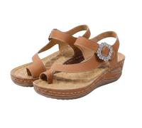 Chaussure Compensee Femme Orthopedique Confortable Sandales Décontractées Polyvalentes À Bout Ouvert,Version Coréenne,avec Semelle Souple Et Respirantes. Chaussure Confortable Femme (Brown,42)