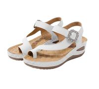 Chaussure Compensee Femme Orthopedique Confortable Sandales Décontractées Polyvalentes À Bout Ouvert,Version Coréenne,avec Semelle Souple Et Respirantes. Chaussure Confortable Femme (White,42)