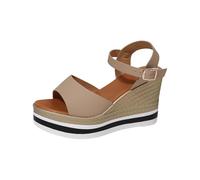Chaussure Compensee Femme Sandales Compensées Sandales à talons compensés pour femmes chaussures décontractées à bout ouvert style décontracté avec Sandale Compensee Femme Eté Mules Été (Beige 42)