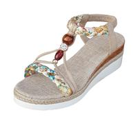 Chaussure Confort Femme, Sandales De Plage DéContractéEs D'éTé Pour Femmes à Talons Romains Avec Brides éLastiques Et Semelle Strass IdéAles Pour Les Promenades En ExtéRieur Les FêTes Et L'éCole