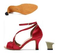 Chaussure Danse Latine Femme Chaussures Baskets de Salon Femme Salsa | Tango Filles Talons Hauts Sandales D'été Noir Rouge Chaussures De Danse En Satin