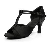 Chaussure Danse Latine Femme Chaussures de Danse de Salon for Femmes, Chaussures de Danse Latine, Tango, Semelle Souple, Chaussures de Jazz Modernes(Black Satin 7CM,41)