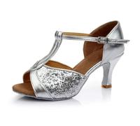 Chaussure Danse Latine Femme Chaussures de Danse de Salon for Femmes, Chaussures de Danse Latine, Tango, Semelle Souple, Chaussures de Jazz Modernes(Silver Paillette 7CM,40)