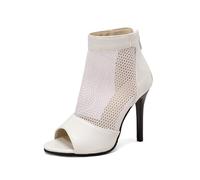 Chaussure Danse Latine Femme Spectacle de Danse Latine Sexy Salsa, soirée, Bar, Sandales, Talons Hauts, Spectacles de Salon(White Heel 10cm,42)