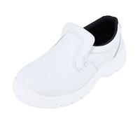 Chaussure de Cuisine Blanche Forme Mocassin Idéale Chaussure Industrie Agro Alimentaire avec Protection ISO20346 Forme Mocassin de Cuisine Pointure 50