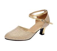 Chaussure De Danse Femme Chaussures Talon Cours Studio Classique Latine Baskets Et Sport Chaussons Jazz Bachata Confortable Basket Noire Vintage 50 Compétition Nationale Mariage Or 36