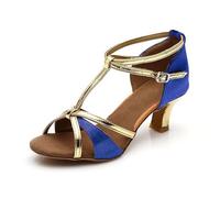 Chaussure de Danse Standard et Latine pour Adulte - Talon 5cm, Semelle Souple pour Un Confort Optimal en Salle - Adhérence Parfaite pour Les Danses de Salon Bleu, 40