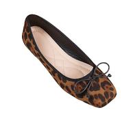 Chaussure de Femme Lifestyle Mocassins décontractés, Chaussures Plates à Enfiler, imprimé léopard, Bout carré, Pantoufles Confortables pour Mariage et soirée.