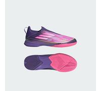 adidas Kids' Chaussure de futsal sans lacets F50 LEAGUE Enfants, Purple/Cloud White/Lucid Lemon, 28 1/2