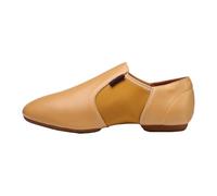 Chaussure de Jazz supérieure en Cuir Unisexe Sole Douce Formation Cheering Dance Sneakers Retro Couleur Solide Noir Slip-on pour la Pratique Ballet Danseur Chaussures de Jazz Sandales (Khaki, 41)
