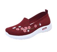 Chaussure de Marche Femme Jogging Chaussures Femmes Chaussures de Sport Antidérapantes Confortables Et Respirantes pour Femmes,Broderies,Tissage Mouches,Printemps Et Automne Baskets Sport Course Femme