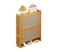 Chaussure de Rangement de rotin étroite Chaussure en Bois avec des Jambes en métal pour Le Couloir d'entrée et la Chambre élégante et la Rack de Chaussures de Sauvegarde de l'espace