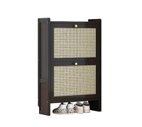 Chaussure de Rangement de rotin étroite Chaussure en Bois avec des Jambes en métal pour Le Couloir d'entrée et la Chambre élégante et la Rack de Chaussures de Sauvegarde de l'espace