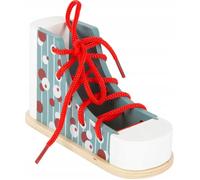 Small Foot Design Chaussure à enfiler en bois - Apprendre à lacer - Bleu TU - dès 3 ans