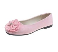 Chaussure Femme Confortable Basket Femme Ete Women's Flat Shoes Spring Summer and Autumn Lightweight Suede Round Toe Shallow Mouth Soft Bottom Bow Single Shoes Daily Dating Commuting Large Rose 34