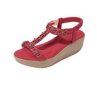 Chaussure Femme Confortable Chaussures Printemps Chaussures casual Bohemia flops femmes (filles) sandales de sandales pour femmes Compensées Femme cómodo Chic (Red 41)